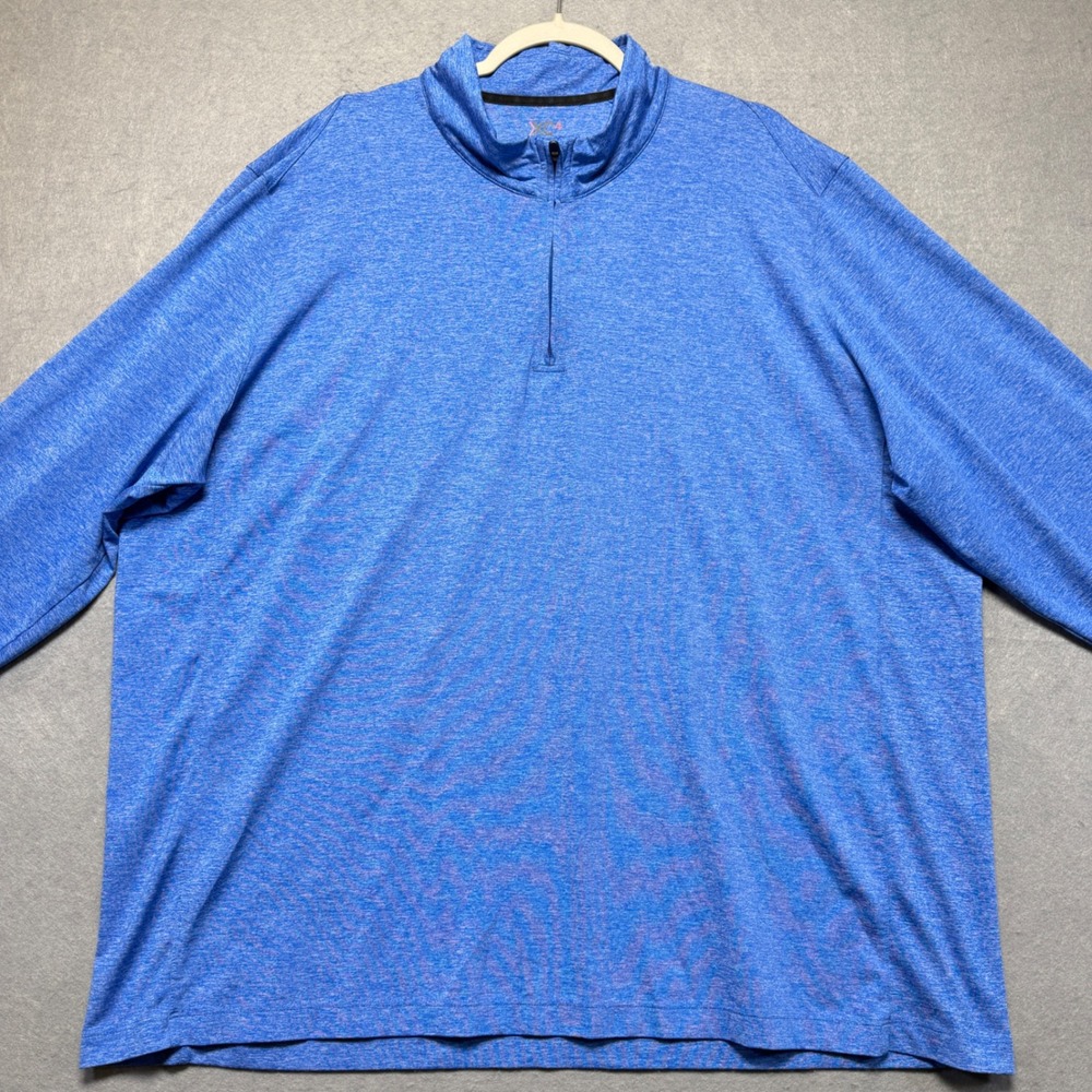 Johnston & Murphy XC4 Mens XXXL Blue Heathered Quarter Zip‎ Performance Pullover